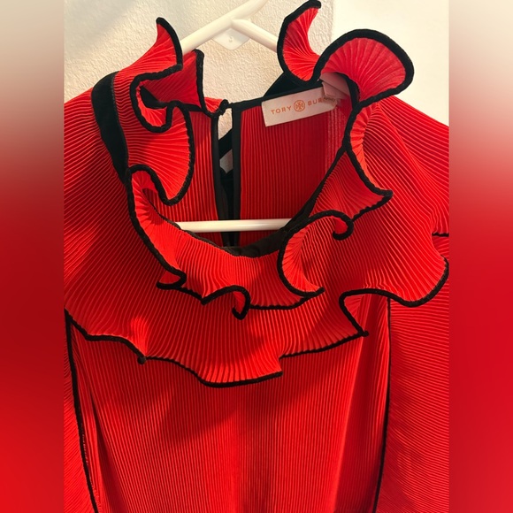 Tory Burch Convertible Pleated Ruffle Velvet Dress - Picture 13 of 13